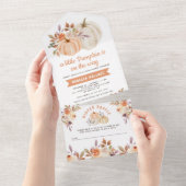 リトルカボチャ素朴自然フローラ赤ちゃんシャワー オールインワン招待状 (貼ってはがせる)