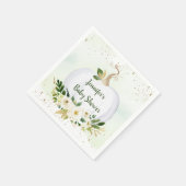 リトルカボチャ緑の金ゴールド赤ちゃんシャワー スタンダードカクテルナプキン (角)