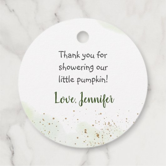 リトルカボチャ緑の金ゴールド赤ちゃんシャワー フェイバータグ (裏面)
