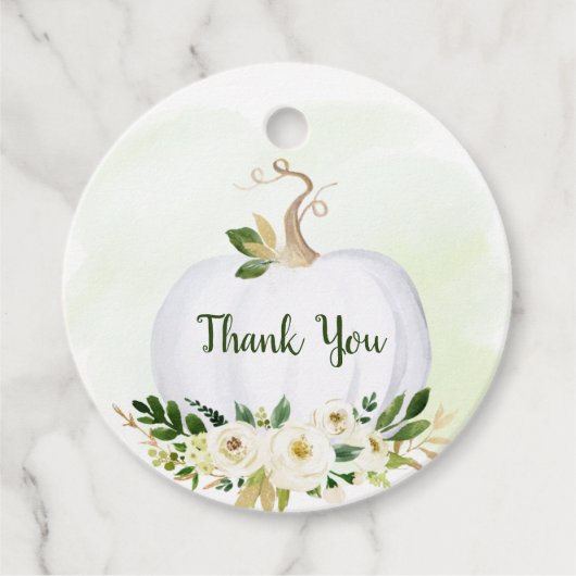 リトルカボチャ緑の金ゴールド赤ちゃんシャワー フェイバータグ (正面)