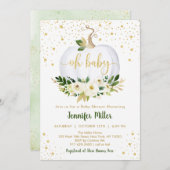 リトルカボチャ緑の金ゴールド赤ちゃんシャワー 招待状 (正面/裏面)