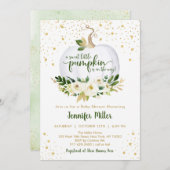 リトルカボチャ緑の金ゴールド赤ちゃんシャワー 招待状 (正面/裏面)