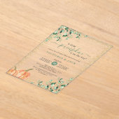 リトルカボチャ緑金ゴールド秋ベビーシャワー アクリル招待状 (レイダウン)