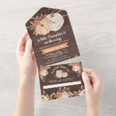 リトルカボチャ自然フローラウッドベビーシャワー オールインワン招待状 (貼ってはがせる)