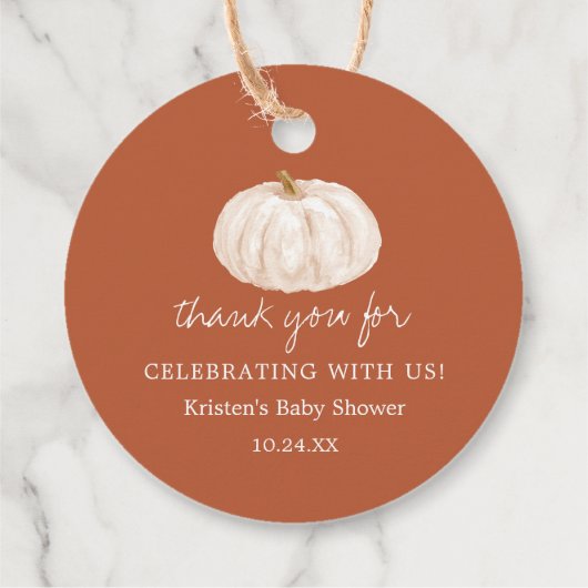 リトルカボチャ自然秋ベビーシャワーサンキュー フェイバータグ (裏面)