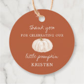 リトルカボチャ自然秋ベビーシャワーメッセージカード フェイバータグ (裏面)