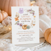 リトルカボチャ薄紫フローラ秋ガールベビーシャワー 招待状