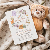 リトルカボチャ薄紫フローラ秋ガールベビーシャワー 招待状