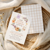 リトルカボチャ薄紫フローラ秋ガールベビーシャワー 招待状