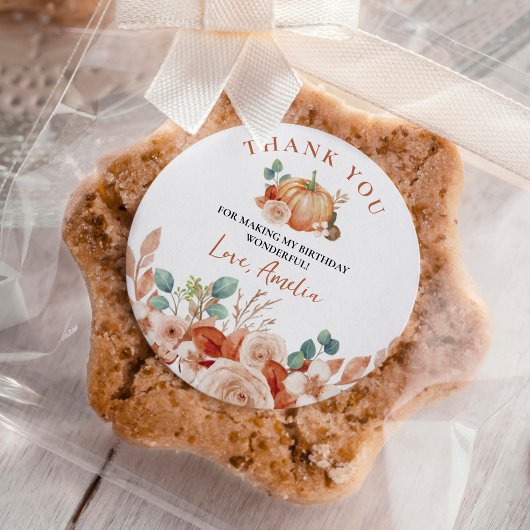 リトルカボチャ誕生日クラシックラウンドステッカー ラウンドシール