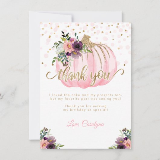 リトルカボチャ誕生日サンキューカード (正面)