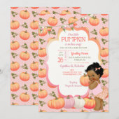 リトルカボチャ赤ちゃんガールシャワーダークトーン 招待状 (正面/裏面)