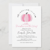 リトルカボチャ赤ちゃんガールシャワーピンク素朴ブラック 招待状 (正面)