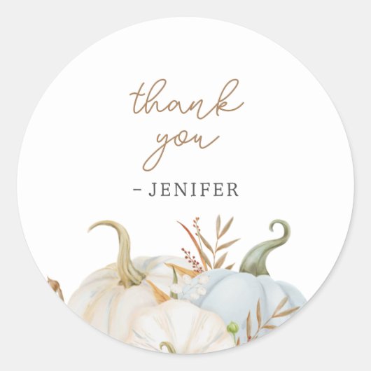 リトルカボチャ赤ちゃんシャワーありがとうラベル ラウンドシール (正面)