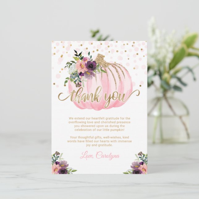 リトルカボチャ赤ちゃんシャワーありがとう4.5x6.25 (スタンド正面)