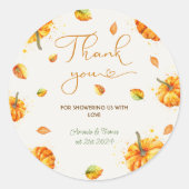 リトルカボチャ赤ちゃんシャワーありがとう ラウンドシール (正面)
