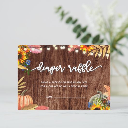 リトルカボチャ赤ちゃんシャワーおむつラッフルカード 招待状 (スタンド正面)