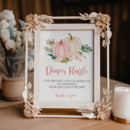 リトルカボチャ赤ちゃんシャワーおむつラッフルサイン ポスター