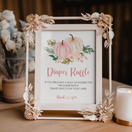 リトルカボチャ赤ちゃんシャワーおむつラッフルサイン ポスター