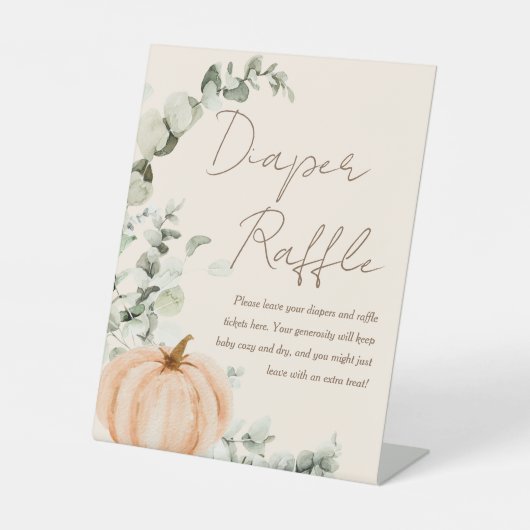 リトルカボチャ赤ちゃんシャワーおむつラッフルサイン 台座サイン (正面)