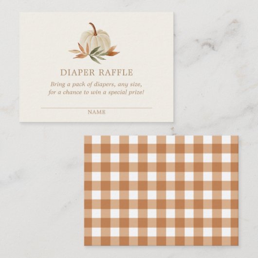 リトルカボチャ赤ちゃんシャワーおむつラッフルチケット エンクロージャーカード (正面/裏面)