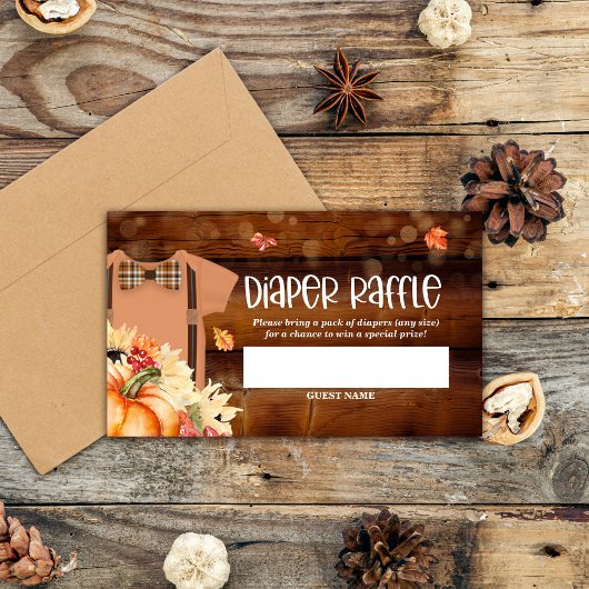 リトルカボチャ赤ちゃんシャワーおむつラッフルチケット エンクロージャーカード