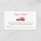 リトルカボチャ赤ちゃんシャワーおむつラッフルレッドトラック エンクロージャーカード (正面)