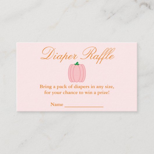 リトルカボチャ赤ちゃんシャワーおむつラッフル エンクロージャーカード (正面)