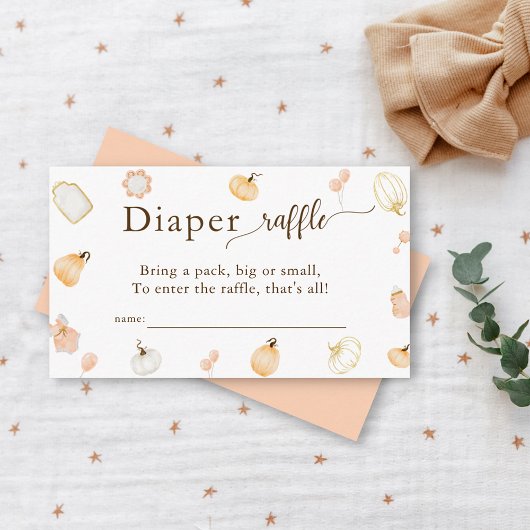 リトルカボチャ赤ちゃんシャワーおむつラッフル エンクロージャーカード