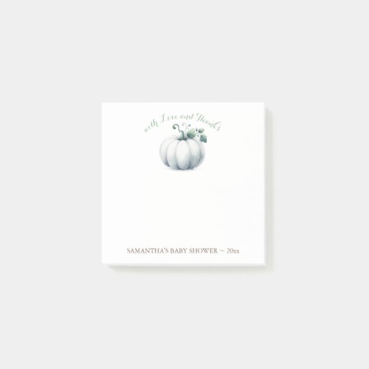 リトルカボチャ赤ちゃんシャワーのお願い ポストイット (正面)