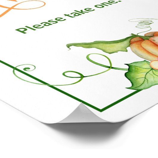 リトルカボチャ赤ちゃんシャワーはテーブルの看板を支持 ポスター (角)