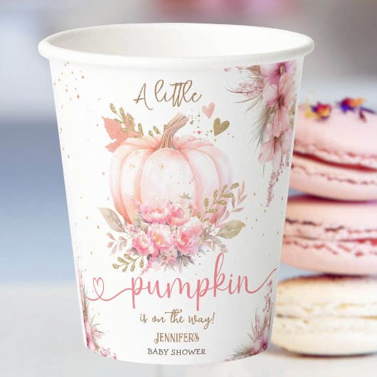 リトルカボチャ赤ちゃんシャワーガールピンク秋秋 紙コップ