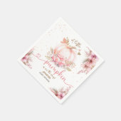 リトルカボチャ赤ちゃんシャワーガールピンク秋紙 スタンダードカクテルナプキン (角)