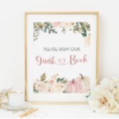 リトルカボチャ赤ちゃんシャワーゲストブックサイン ポスター