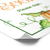 リトルカボチャ赤ちゃんシャワーゲストブックテーブルサイン ポスター (角)