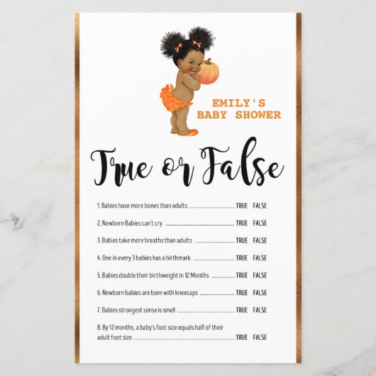 リトルカボチャ赤ちゃんシャワーゲーム印刷 (正面)