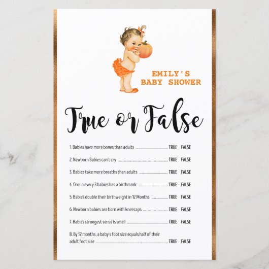 リトルカボチャ赤ちゃんシャワーゲーム印刷 (正面)