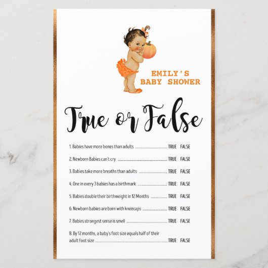 リトルカボチャ赤ちゃんシャワーゲーム印刷 (正面)