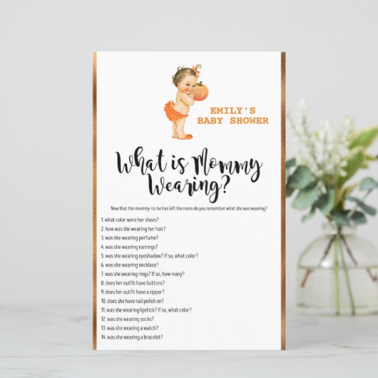 リトルカボチャ赤ちゃんシャワーゲーム印刷 (スタンド正面)