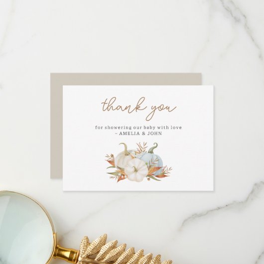 リトルカボチャ赤ちゃんシャワーサンキューカード サンキューカード (正面/裏面インサイチュ)