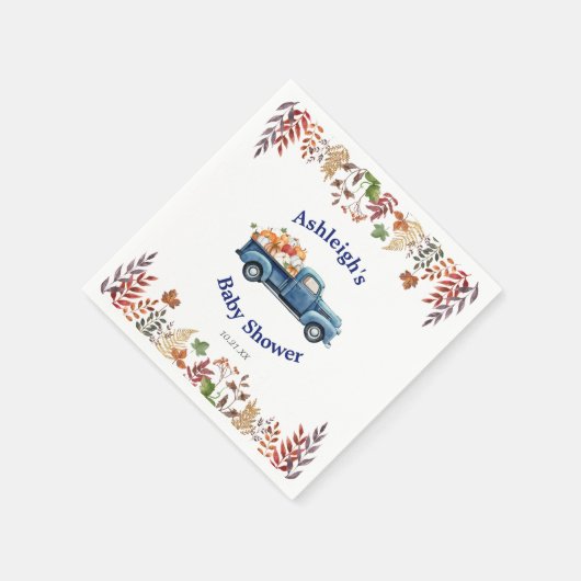 リトルカボチャ赤ちゃんシャワーナプキパーソナライズされたン スタンダードカクテルナプキン (角)