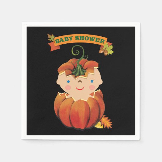 リトルカボチャ赤ちゃんシャワーナプキン スタンダードカクテルナプキン (正面)