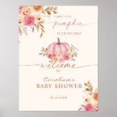 リトルカボチャ赤ちゃんシャワーピンクの女の子へようこそ ポスター (正面)