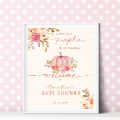 リトルカボチャ赤ちゃんシャワーピンクの女の子へようこそ ポスター