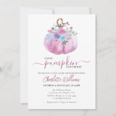 リトルカボチャ赤ちゃんシャワーピンクガール 招待状 (正面)