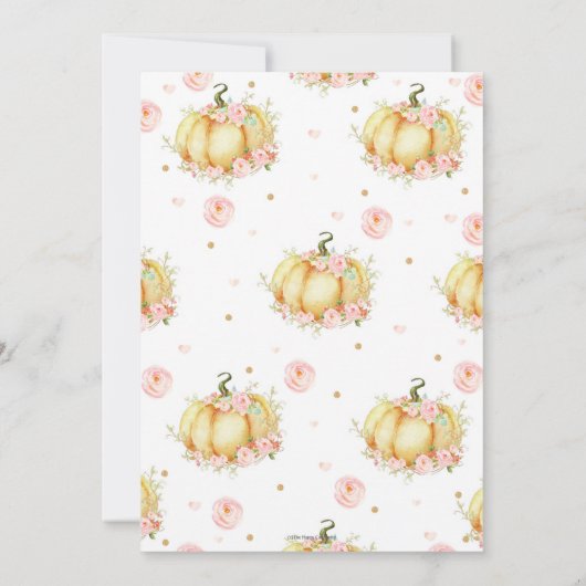 リトルカボチャ赤ちゃんシャワーピンクフローラ赤ちゃん女の子 招待状 (裏面)