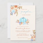 リトルカボチャ赤ちゃんシャワーブルーボーイ 招待状 (正面)