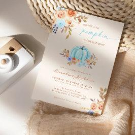 リトルカボチャ赤ちゃんシャワーブルーボーイ 招待状