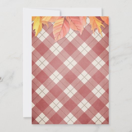 リトルカボチャ赤ちゃんシャワーボーイ素朴秋プレイド 招待状 (裏面)