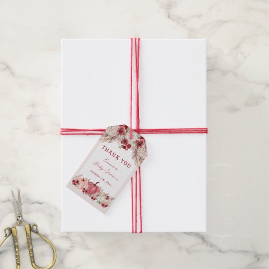 リトルカボチャ赤ちゃんシャワーマルサララベル ギフトタグ (より糸付き)